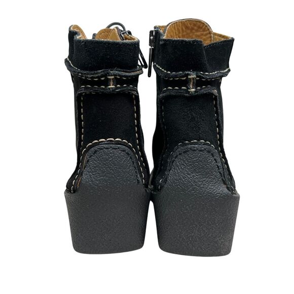 Gino Rossi Womens Wedge Ankle Boots Black Suede Moc Style Lace Up Size EUR 37 - Picture 2 of 10